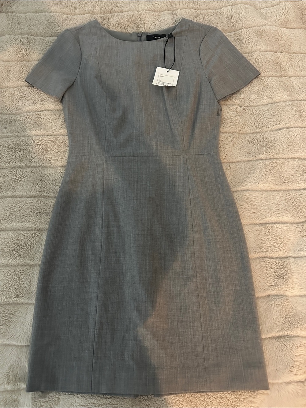 Theory Heather Gray Short-Sleeve Midi Sheath Dress